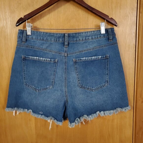 Ban Jara High Rise Distressed Denim Shorts Womens 11/29 Med Wash 100% Cotton - Picture 2 of 4